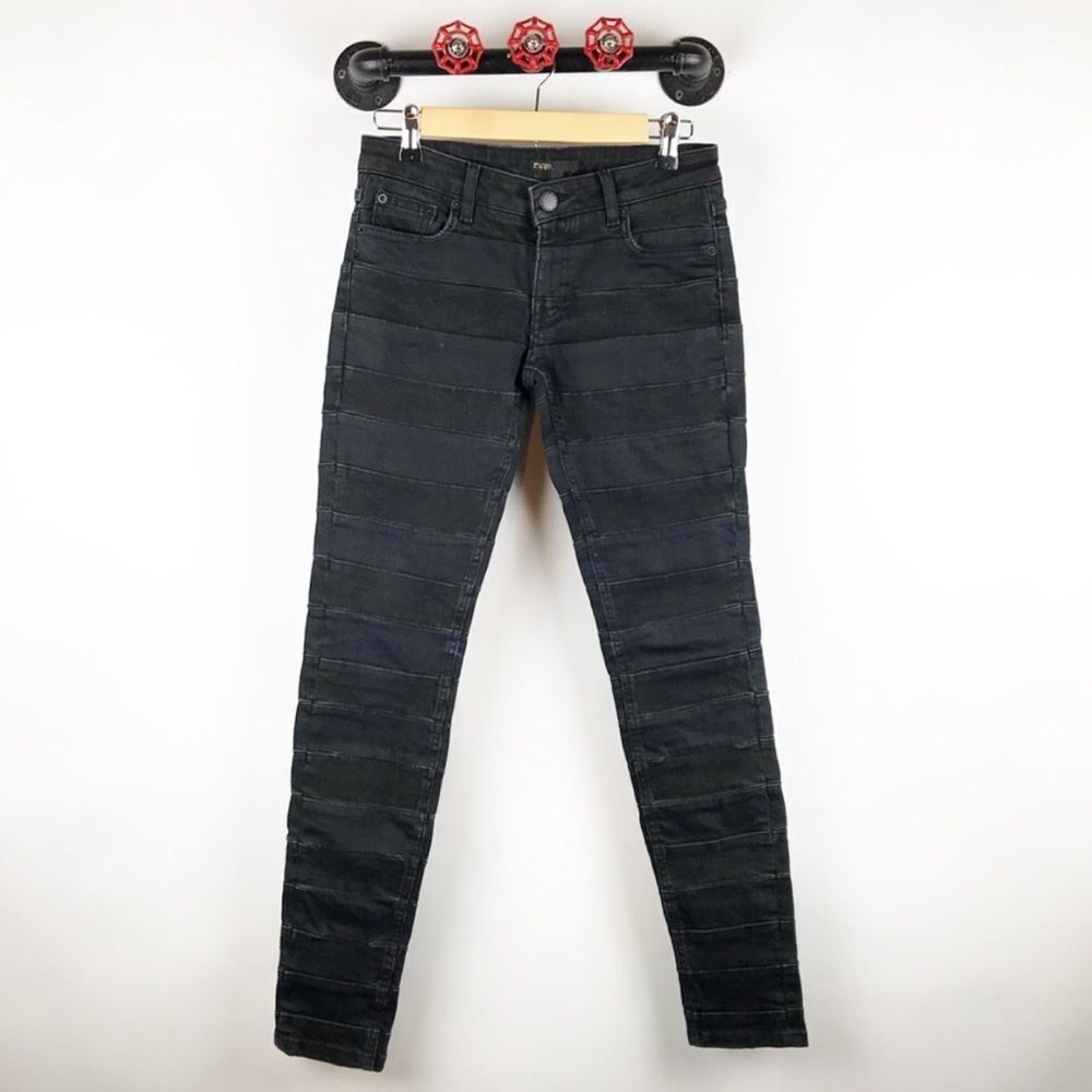 Maje Black‎ Moto patchwork skinny jeans low rise